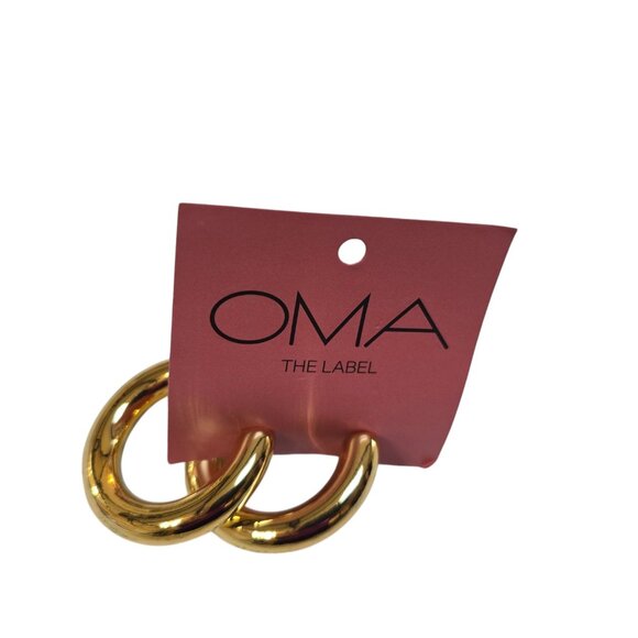 OMA THE LABEL Women's Chubby Large 18K Gold-Plated Brass Hoops Earrings - Picture 4 of 5
